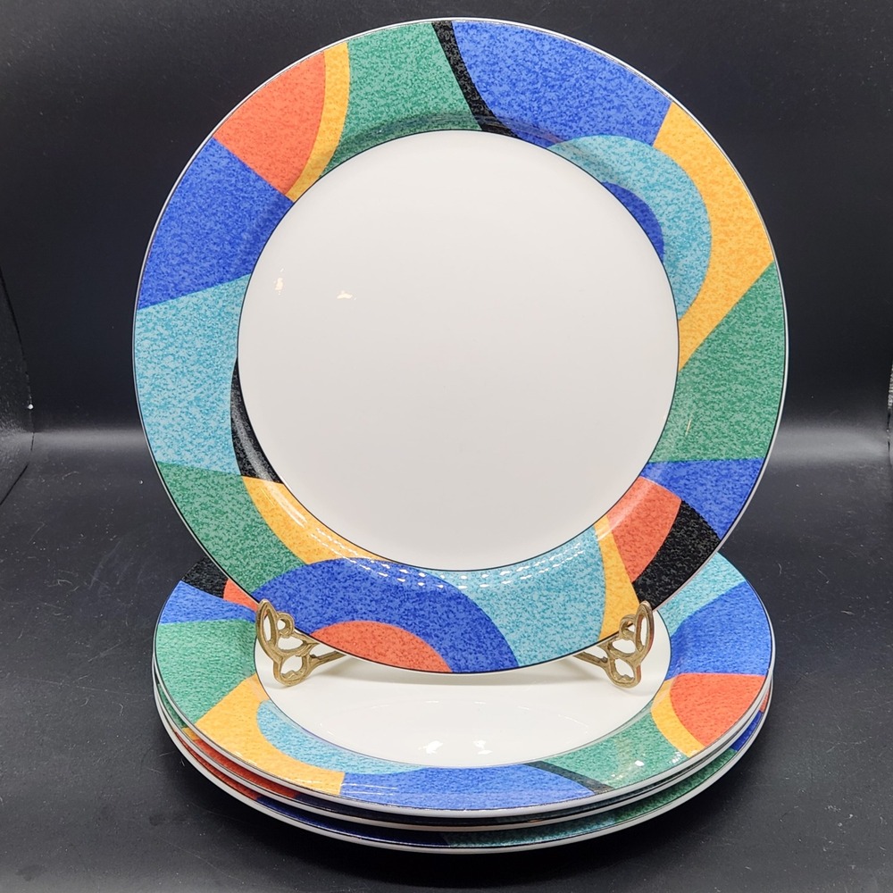 Victoria & Beale Accents Porcelain Dinner Plates Set of 4 Abstract Geometric